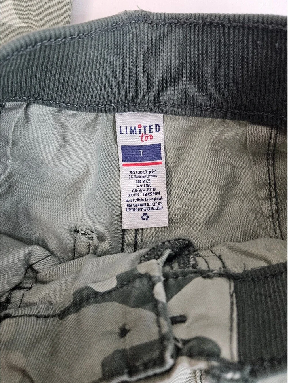 Limited Too Girls' Camouflage-Print Stretch Cargo Pants Size 7-Back to School!